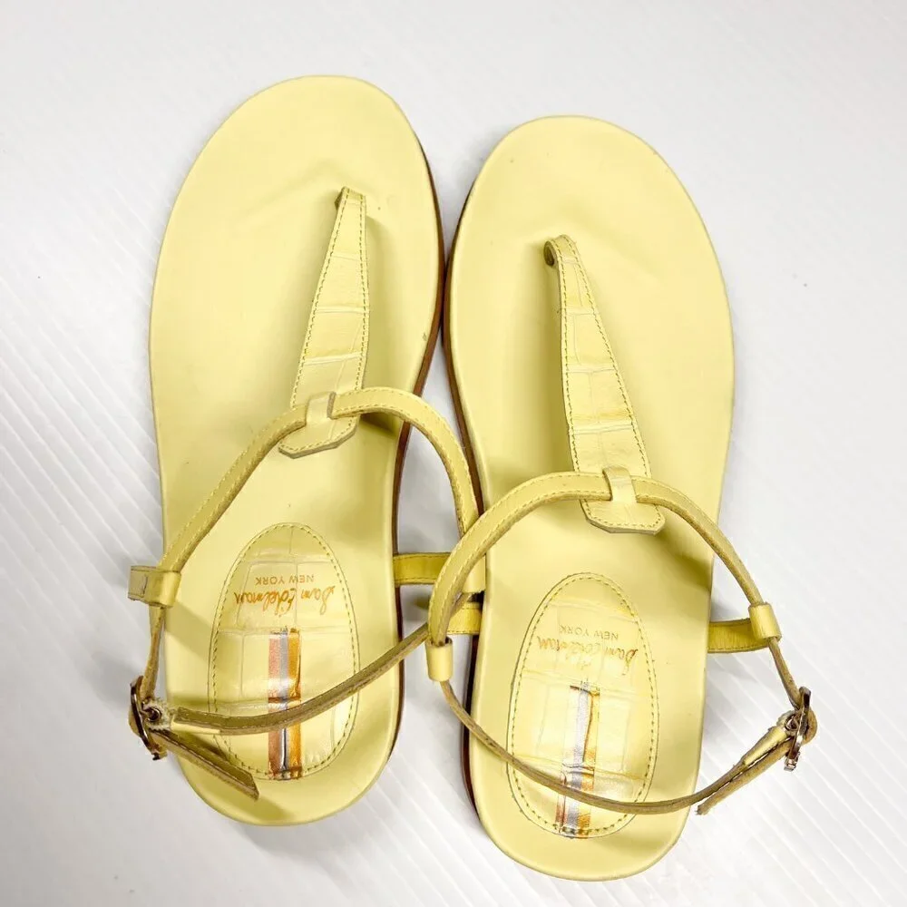 Sam Edelman Yellow Croc Naomi Wedge Thong Sandals Size 6.5
